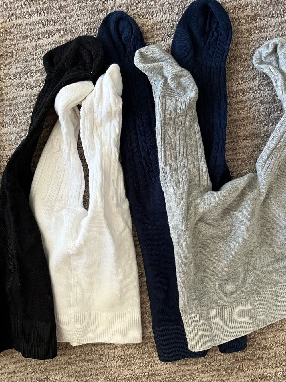 Mixed Cable Knit Leggings - Black, White, Navy, Gray